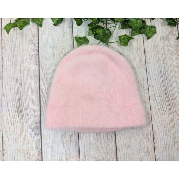ALDO Women's Pink Vintage ANGORA NYLON WOOL Beanie Furry Soft NEW - Picture 1 of 7